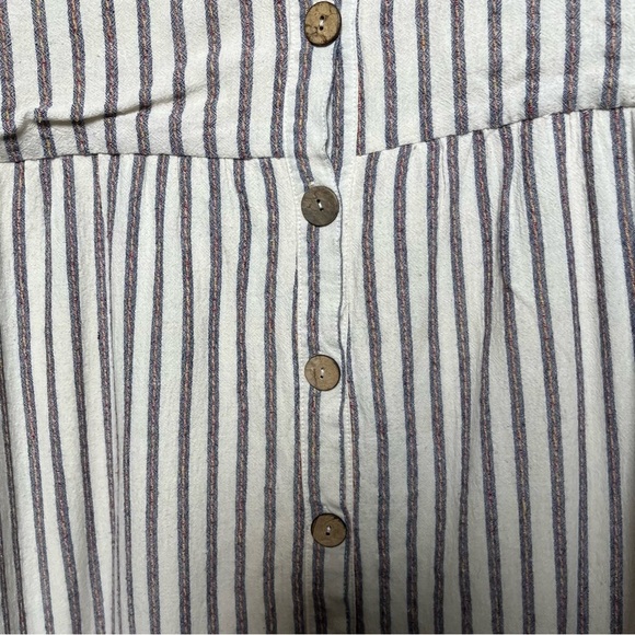 Arula A Beautiful Soul‎ Women Dress 3X White Stripe Button Tiered Boho Cottage - Picture 5 of 10